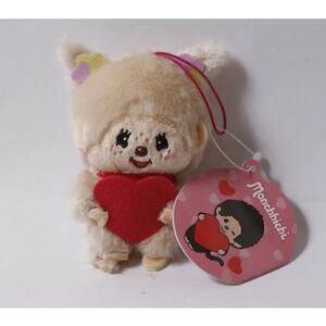 Japan Sekiguchi Monchhichi Mascot Plush w Red Heart and Tag ~ 260812-WH 701